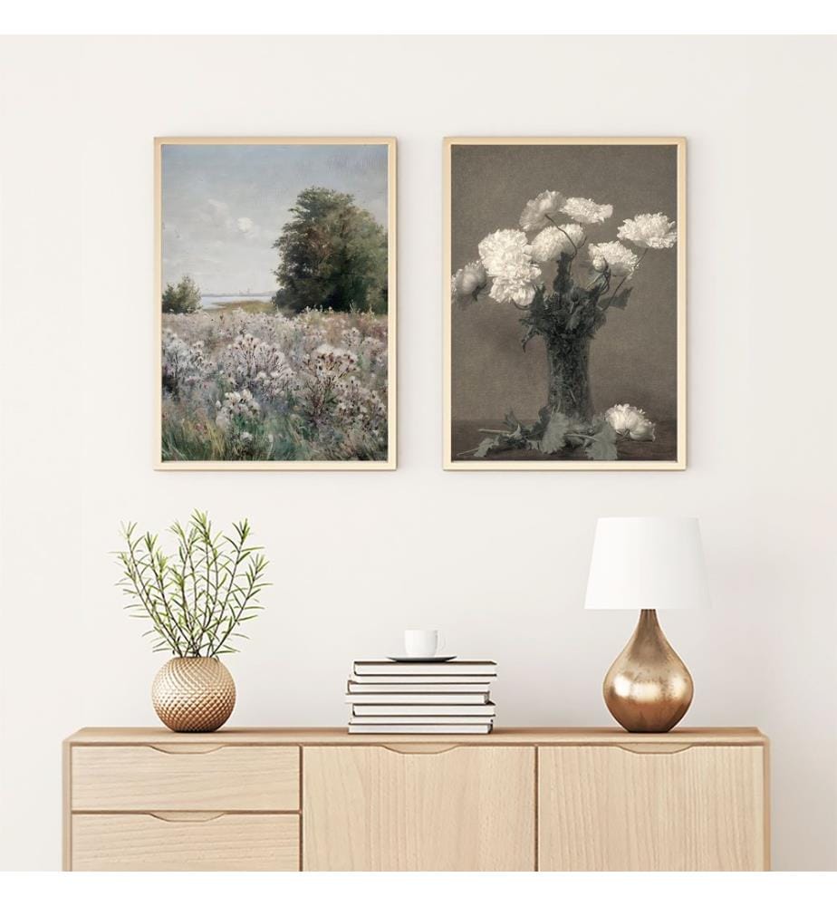 Dekoratives gerahmtes MDF-Gemälde, 2 Teile, mehrfarbig, Gemälde: 100 % MDF, Rahmen: 100 % MASSIVHOLZ