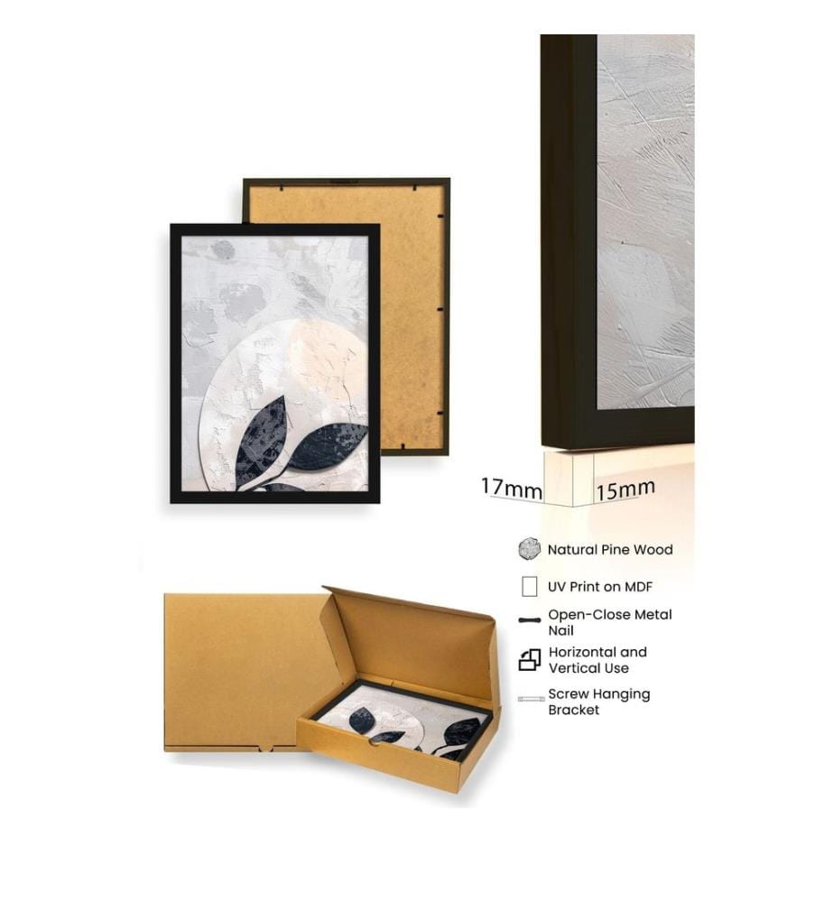 Dekoratives gerahmtes MDF-Gemälde, 3 Teile, mehrfarbig, Gemälde: 100 % MDF, Rahmen: 100 % MASSIVHOLZ