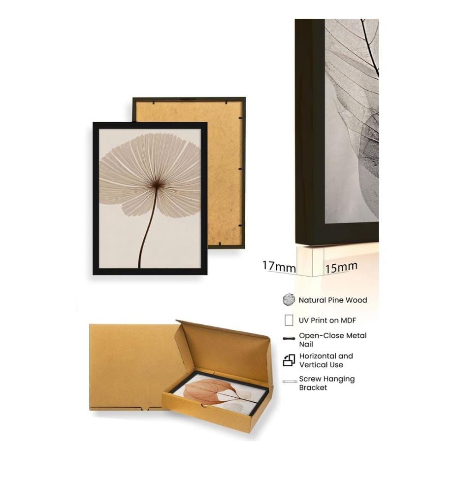 Dekoratives gerahmtes MDF-Gemälde, 3 Teile, mehrfarbig, Gemälde: 100 % MDF, Rahmen: 100 % MASSIVHOLZ