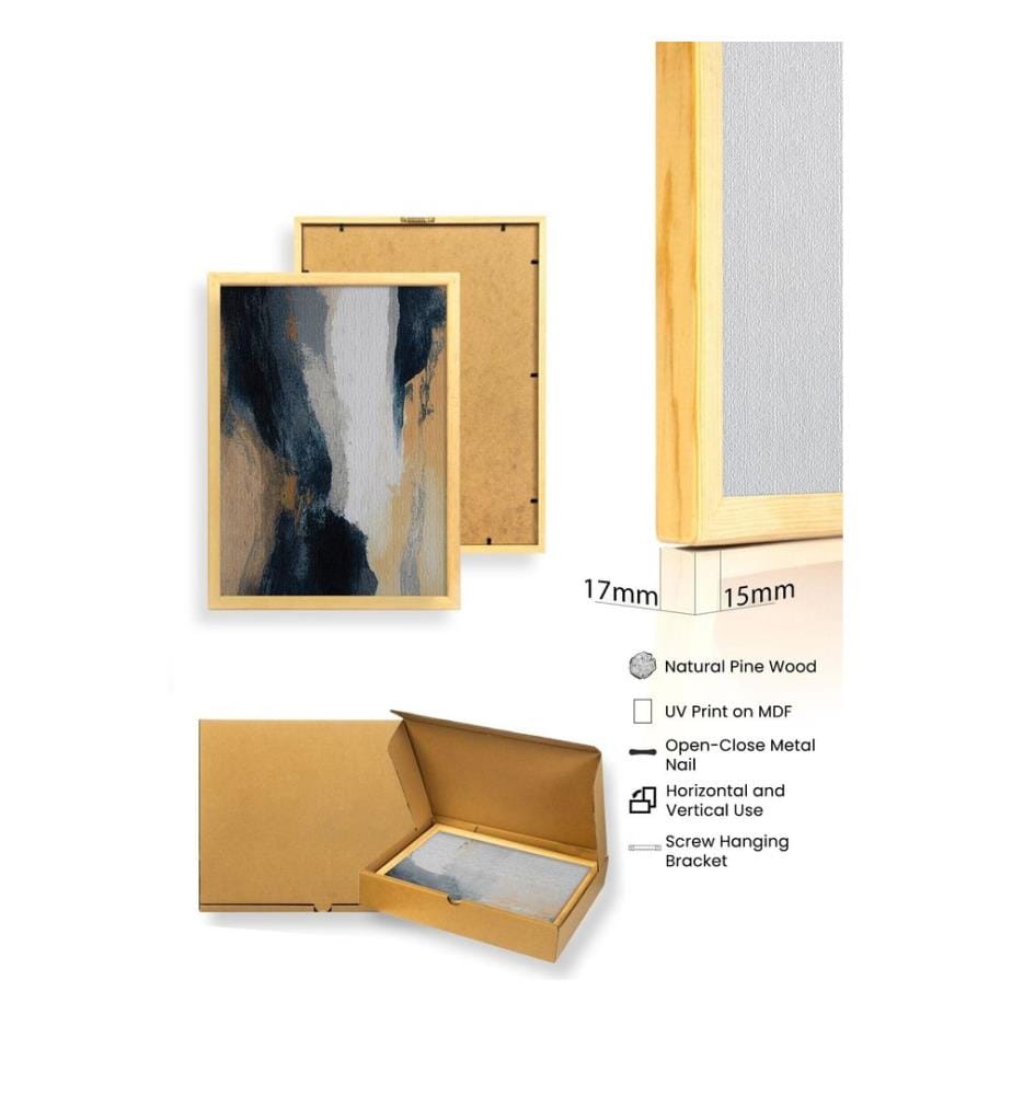 Dekoratives gerahmtes MDF-Gemälde, 3 Teile, mehrfarbig, Gemälde: 100 % MDF, Rahmen: 100 % MASSIVHOLZ