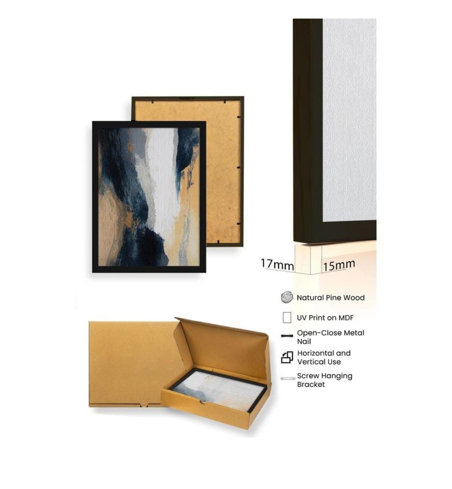 Dekoratives gerahmtes MDF-Gemälde, 3 Teile, mehrfarbig, Gemälde: 100 % MDF, Rahmen: 100 % MASSIVHOLZ