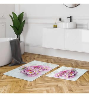 Badematten-Set, 2-teilig, mehrfarbig, 100% Polyester, rutschfeste Unterseite