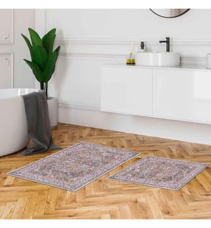 Badematten-Set, 2-teilig, mehrfarbig, 100% Polyester, rutschfeste Unterseite