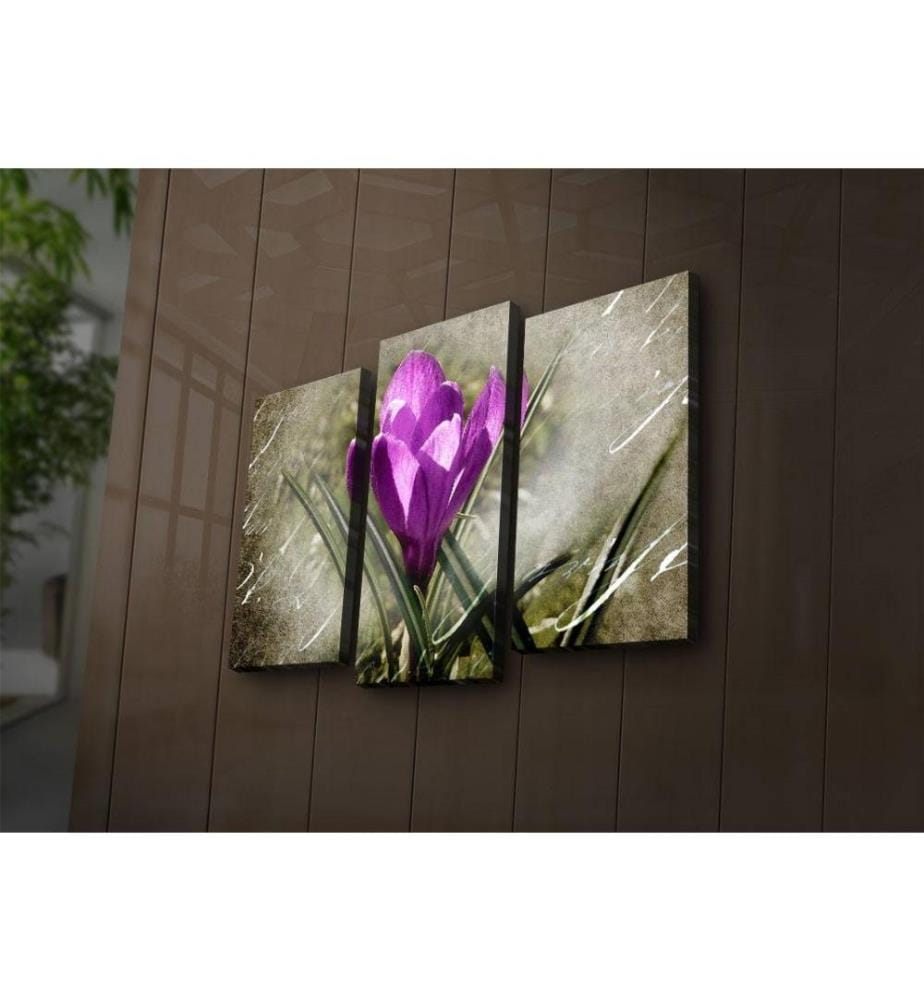 Dekorative Led beleuchtete Leinwand Gemälde, 3 Stück, Multicolor, Wildleder Leinwand