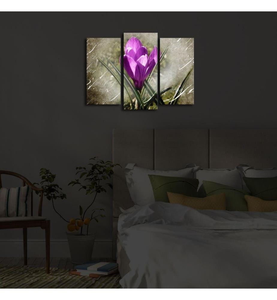 Dekorative Led beleuchtete Leinwand Gemälde, 3 Stück, Multicolor, Wildleder Leinwand