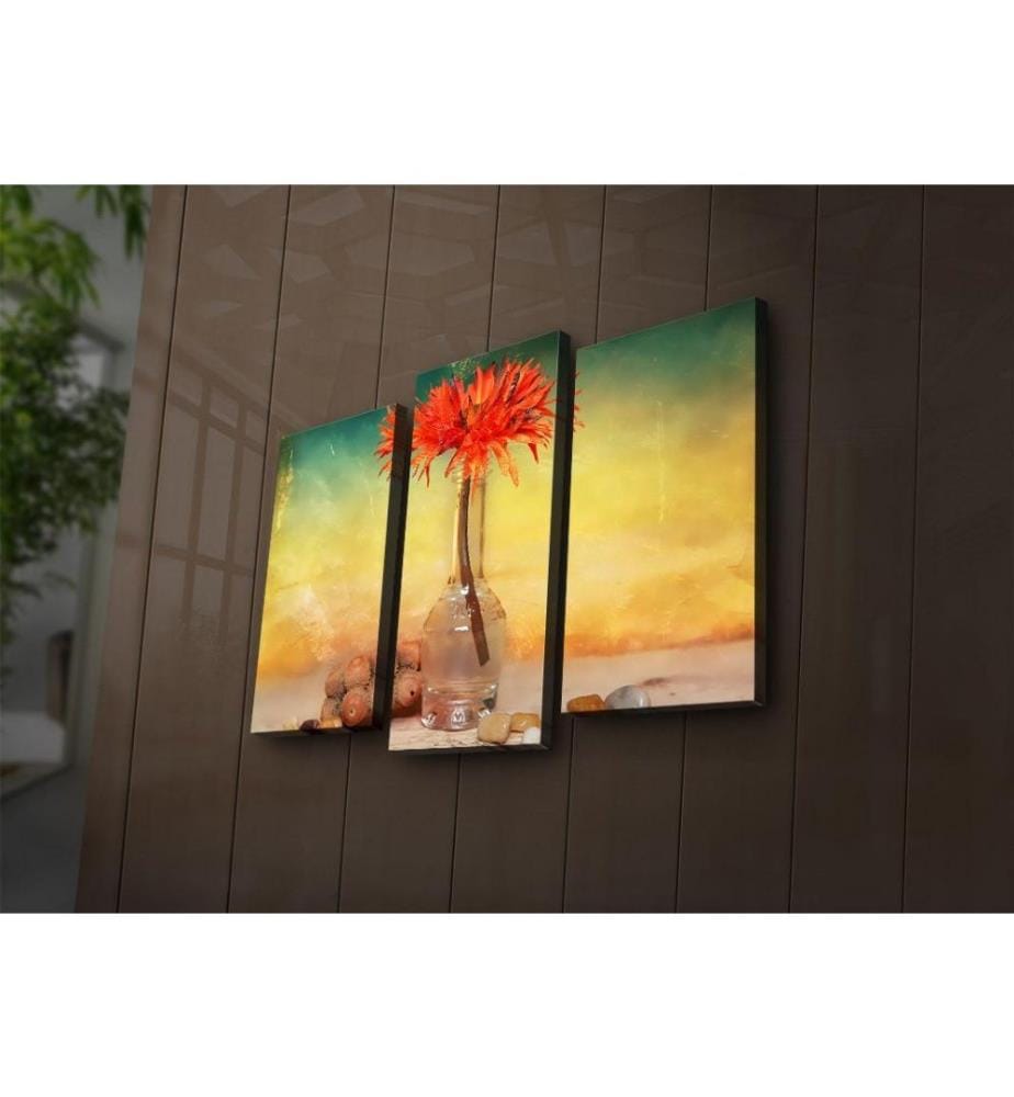 Dekorative Led beleuchtete Leinwand Gemälde, 3 Stück, Multicolor, Wildleder Leinwand