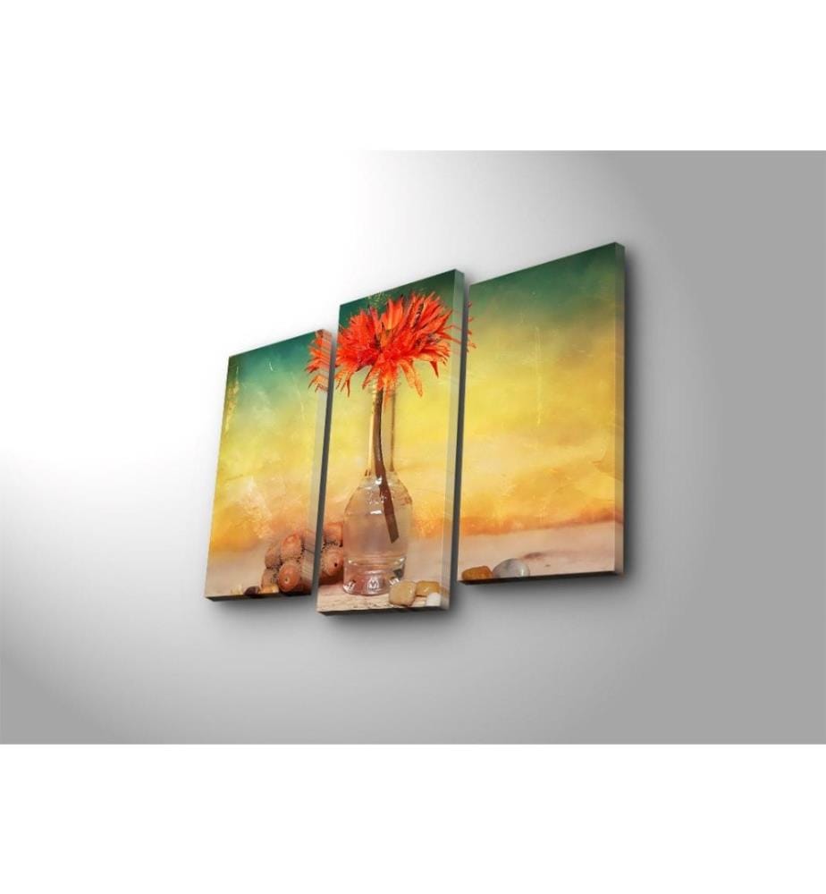 Dekorative Led beleuchtete Leinwand Gemälde, 3 Stück, Multicolor, Wildleder Leinwand