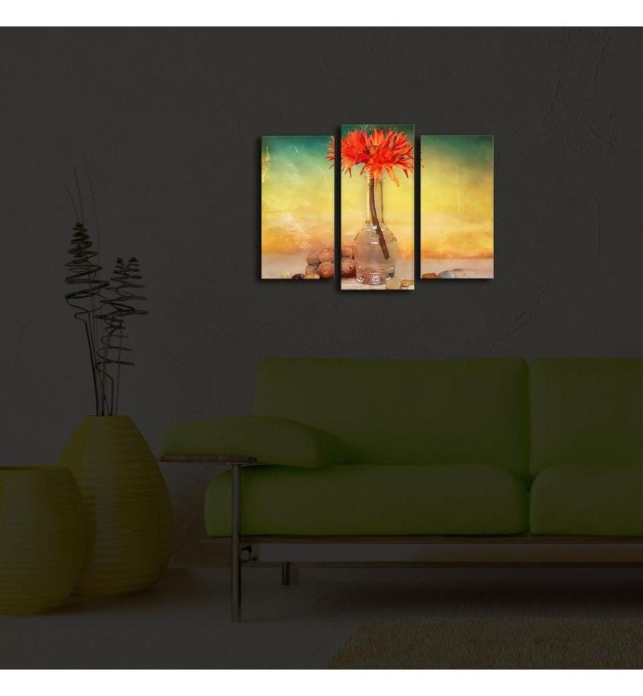 Dekorative Led beleuchtete Leinwand Gemälde, 3 Stück, Multicolor, Wildleder Leinwand