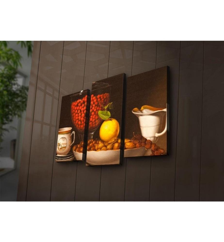 Dekorative Led beleuchtete Leinwand Gemälde, 3 Stück, Multicolor, Wildleder Leinwand