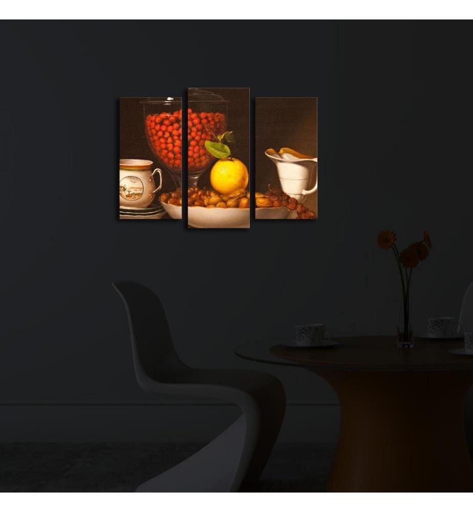 Dekorative Led beleuchtete Leinwand Gemälde, 3 Stück, Multicolor, Wildleder Leinwand