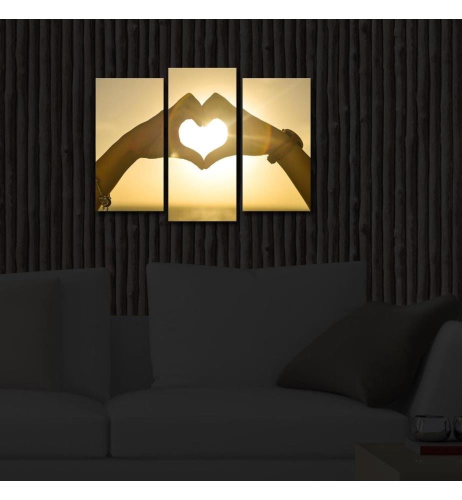 Dekorative Led beleuchtete Leinwand Gemälde, 3 Stück, Multicolor, Wildleder Leinwand