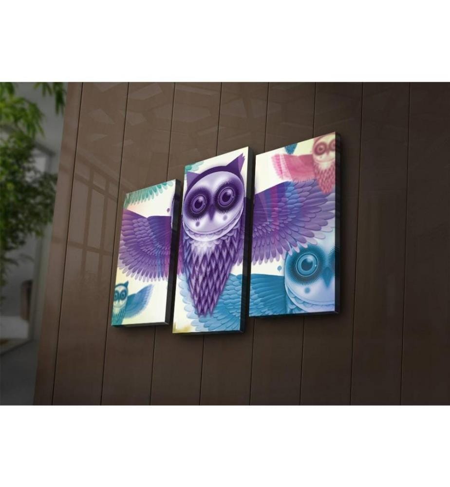 Dekorative Led beleuchtete Leinwand Gemälde, 3 Stück, Multicolor, Wildleder Leinwand