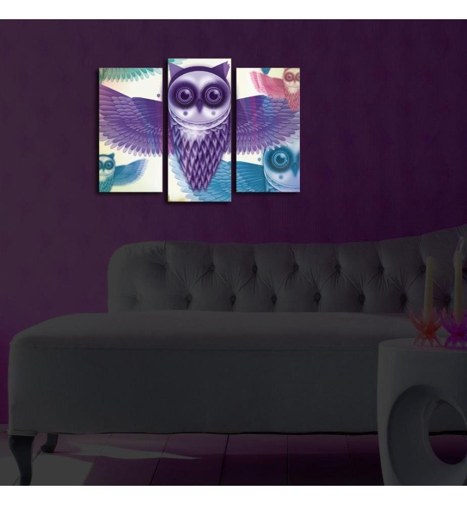 Dekorative Led beleuchtete Leinwand Gemälde, 3 Stück, Multicolor, Wildleder Leinwand