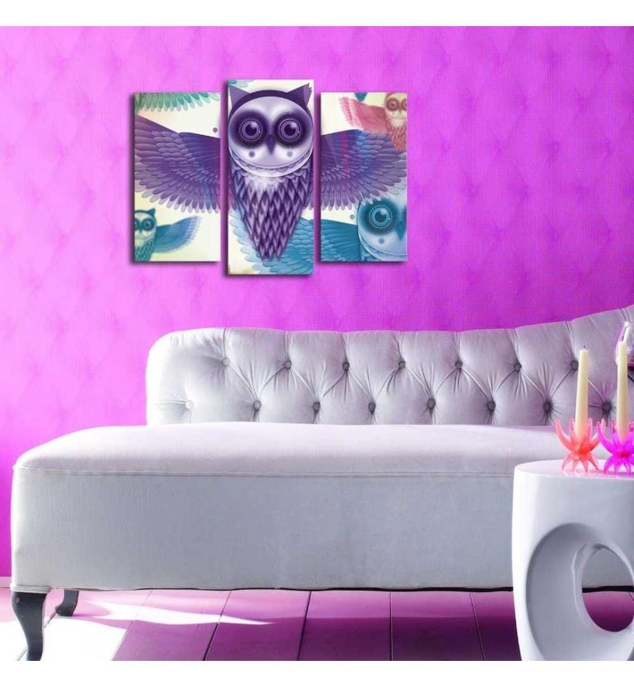 Dekorative Led beleuchtete Leinwand Gemälde, 3 Stück, Multicolor, Wildleder Leinwand
