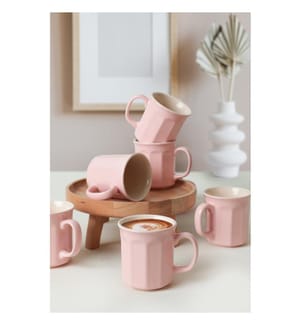 Becherset, 6-teilig, Rosa, Creme, 100% Keramik, antibakteriell