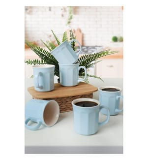Becherset, 6-teilig, blau, cremefarben, 100% Keramik, antibakteriell