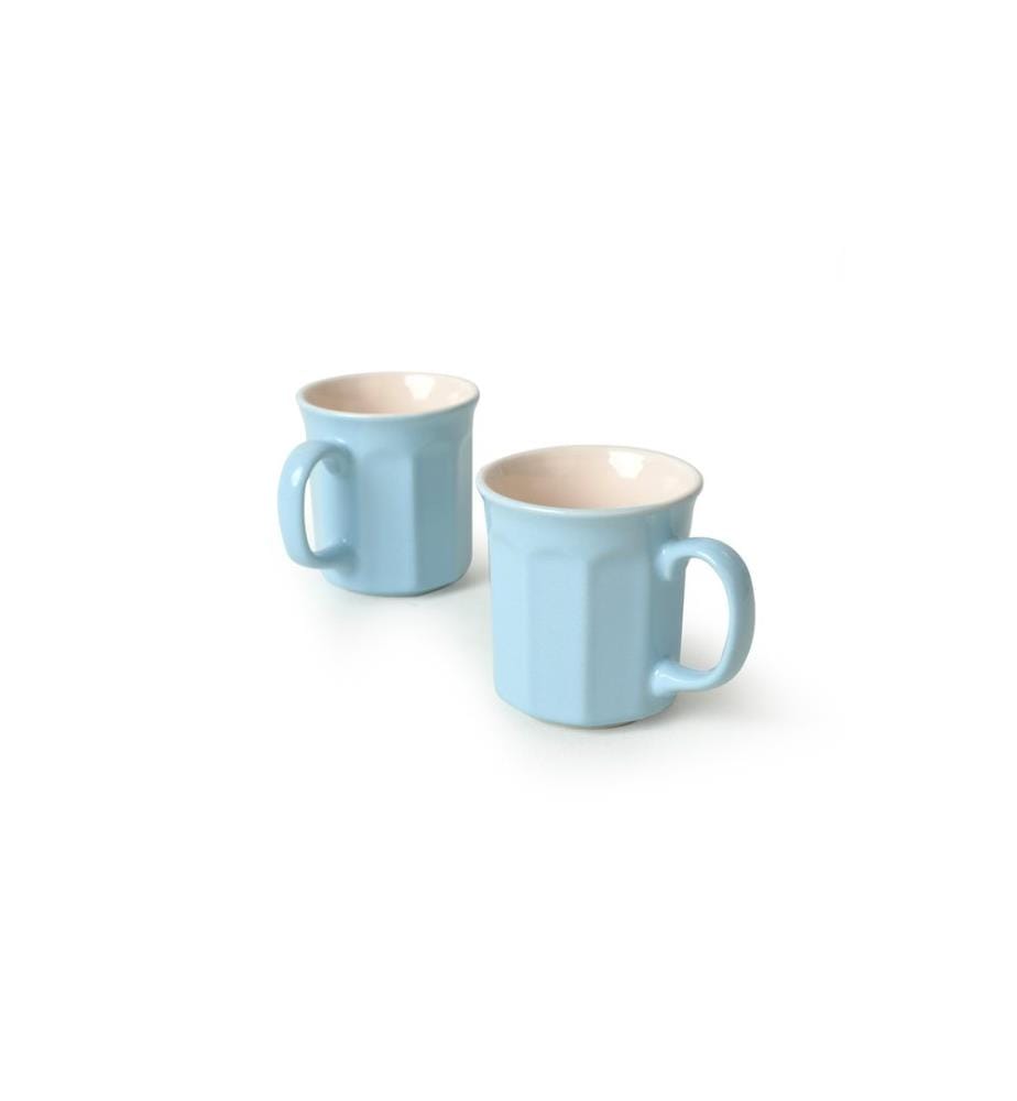 Mug Set, 6 Pieces, Blue, Cream, 100% Ceramic, Antibacterial