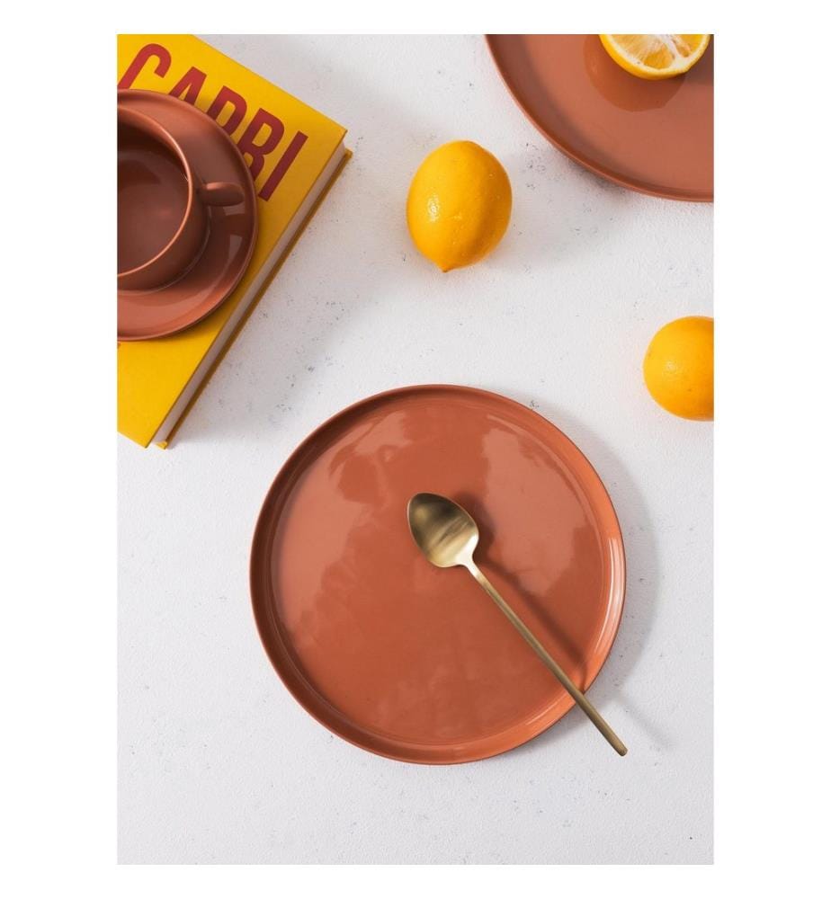 Cake Serving Plate, Terracota, 100% Porcelain