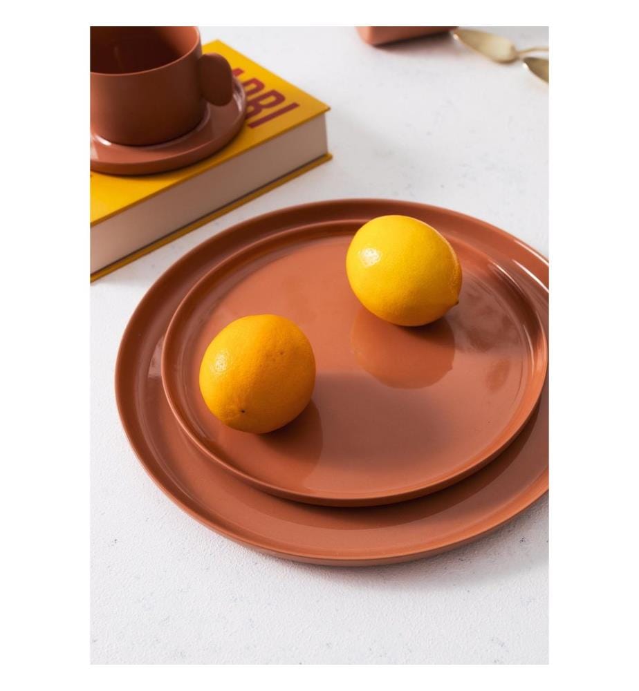 Cake Serving Plate, Terracota, 100% Porcelain