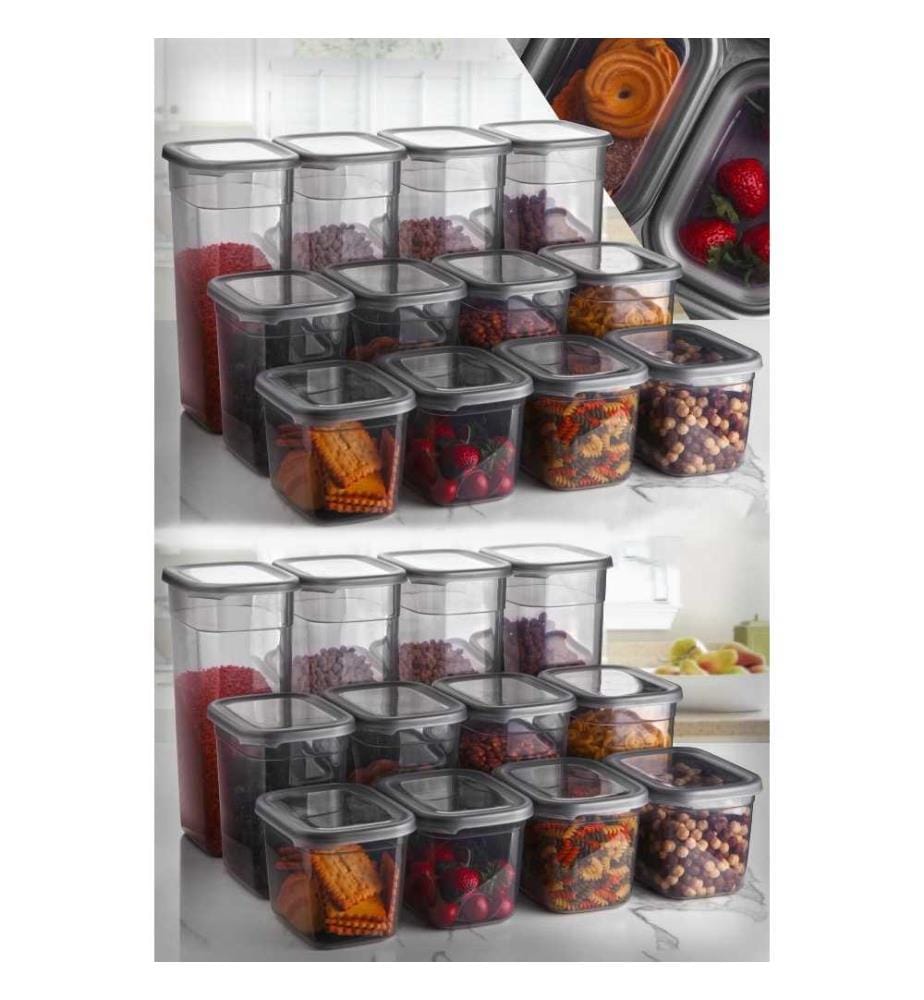 Storage Box Set, 24 Pieces, Anthracite, Polyproplene, Bpa Free