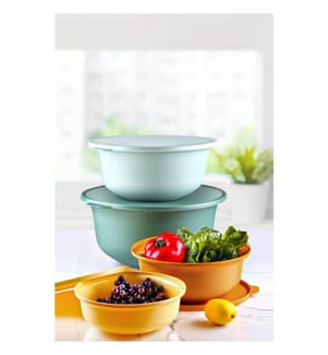 Set di contenitori, 4 pezzi, verde turchese arancione giallo, polipropilene