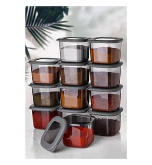 Aufbewahrungsboxen-Set, 12-teilig, anthrazit, Kunststoff, 0,55 Lt