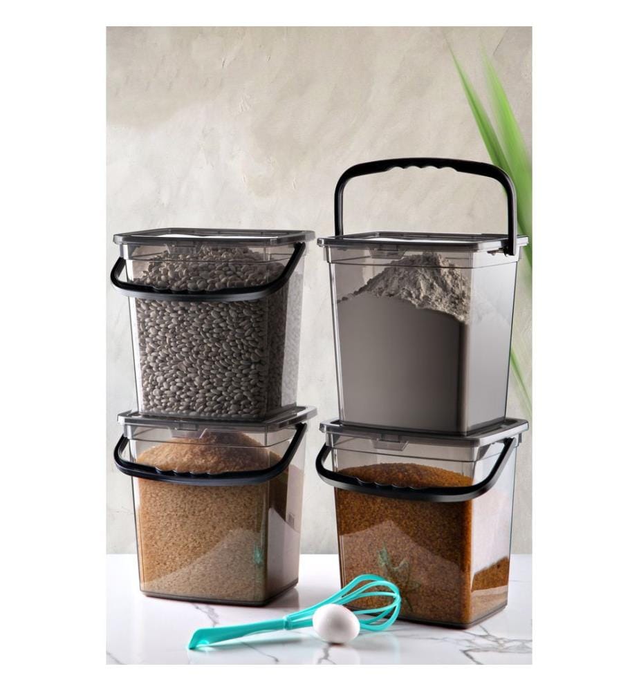 Storage Box Set, 4 Pieces, Grey, 100% Plastic