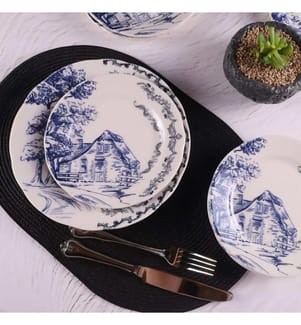 Plate Set, 7 Pieces, Multicolor, 100% Porcelain