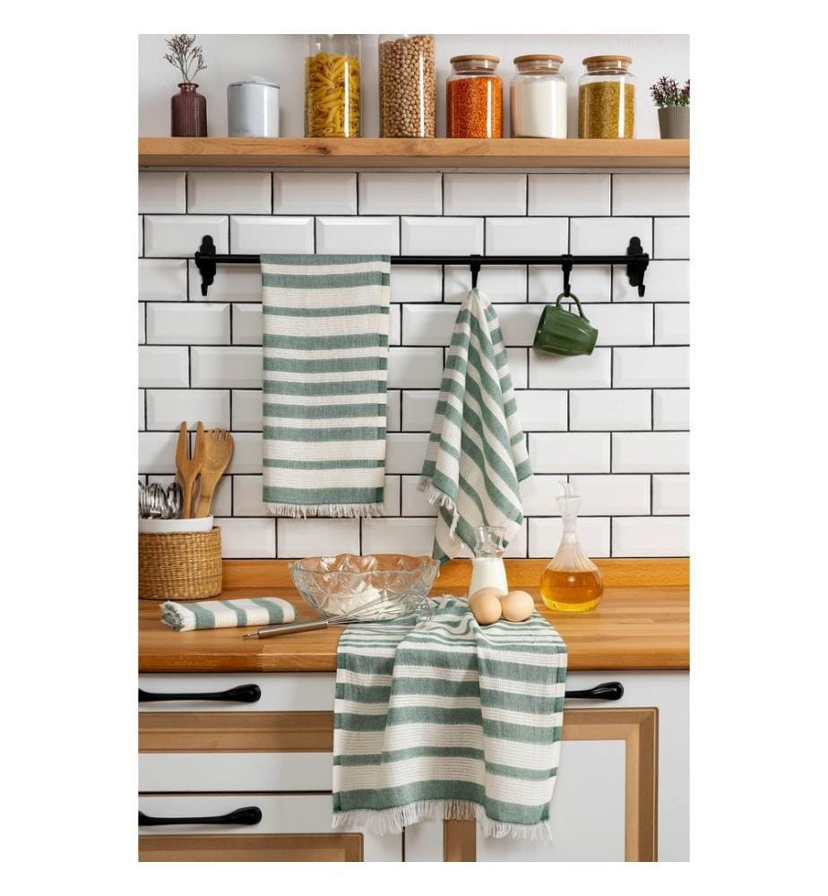 Ensemble de serviettes de toilette, 4 pièces, vert, 100 % COTON