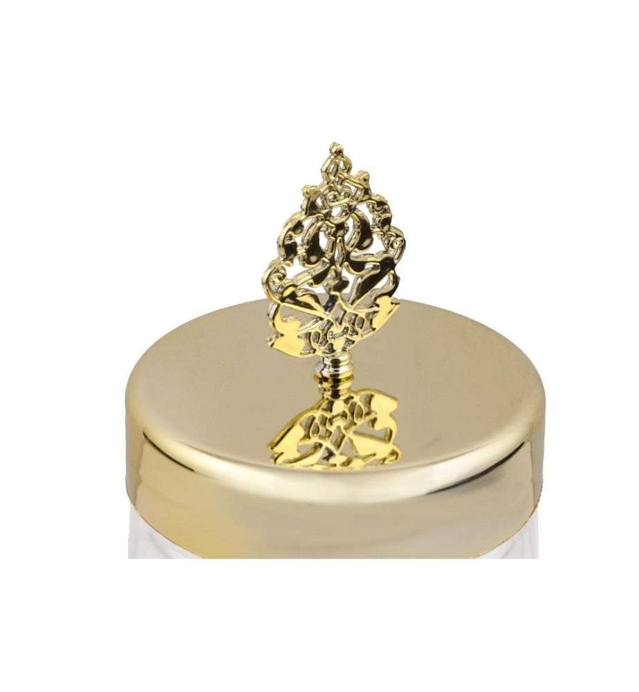 Set di scatole portaoggetti, 3 pezzi, trasparente, oro, vetro