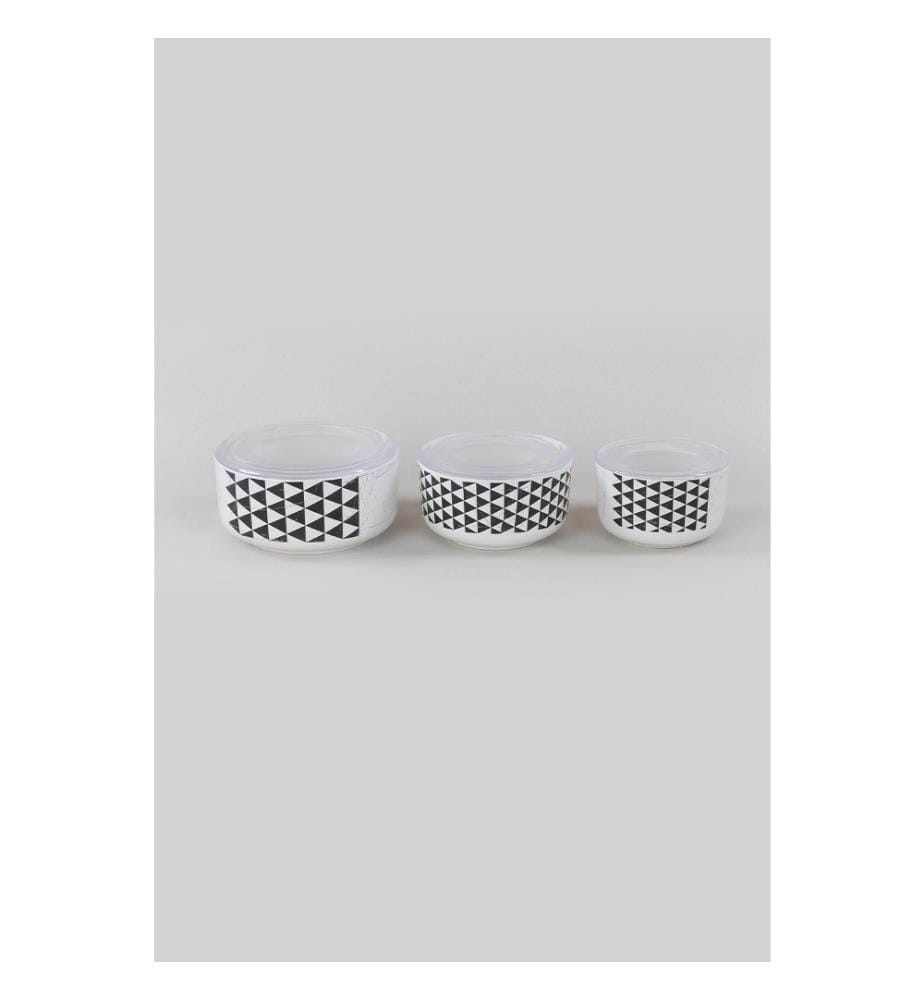 Boîte de rangement, 6 pièces, blanc, noir, grès céramique, antibactérien