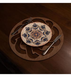 Platzdeckenset, 6-teilig, Wenge, 100% Holz, Handgefertigt