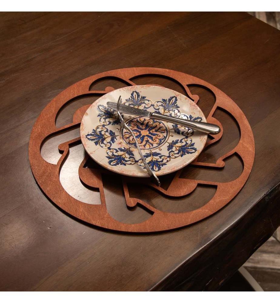 Table Mat Set, 6 Pieces, Rose, 100% Wooden, Handmade