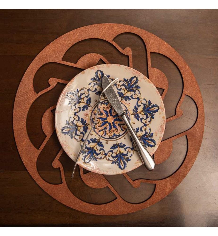 Table Mat Set, 6 Pieces, Rose, 100% Wooden, Handmade