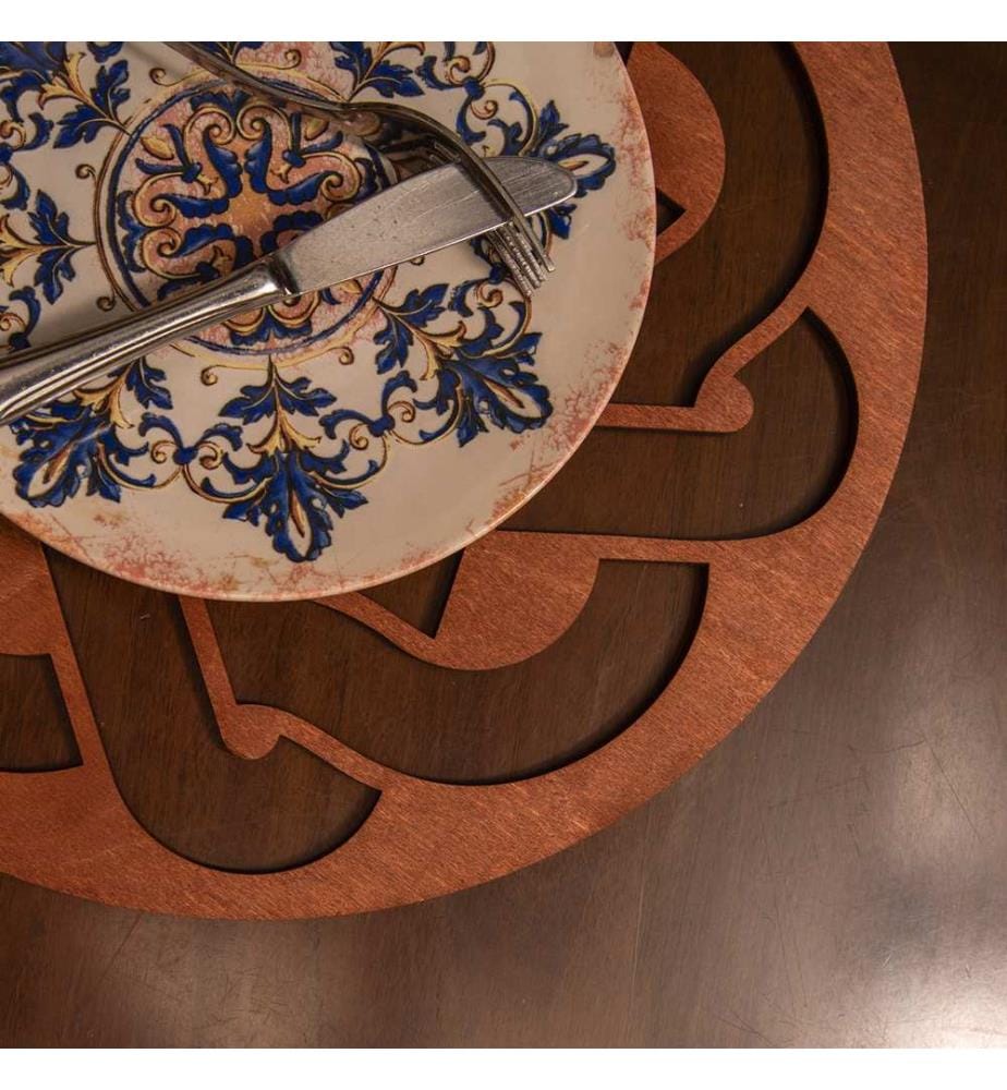 Table Mat Set, 6 Pieces, Rose, 100% Wooden, Handmade