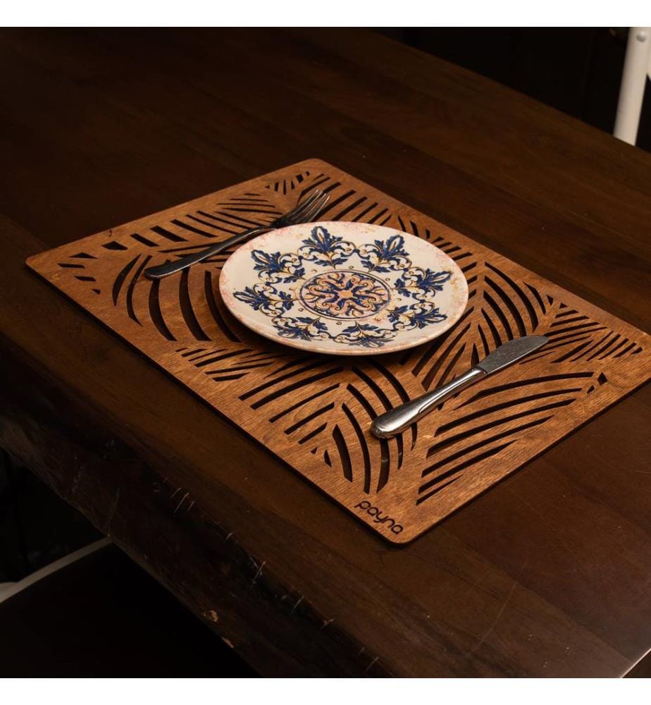 Table Mat Set, 6 Pieces, Walnut, 100% Wooden, Handmade