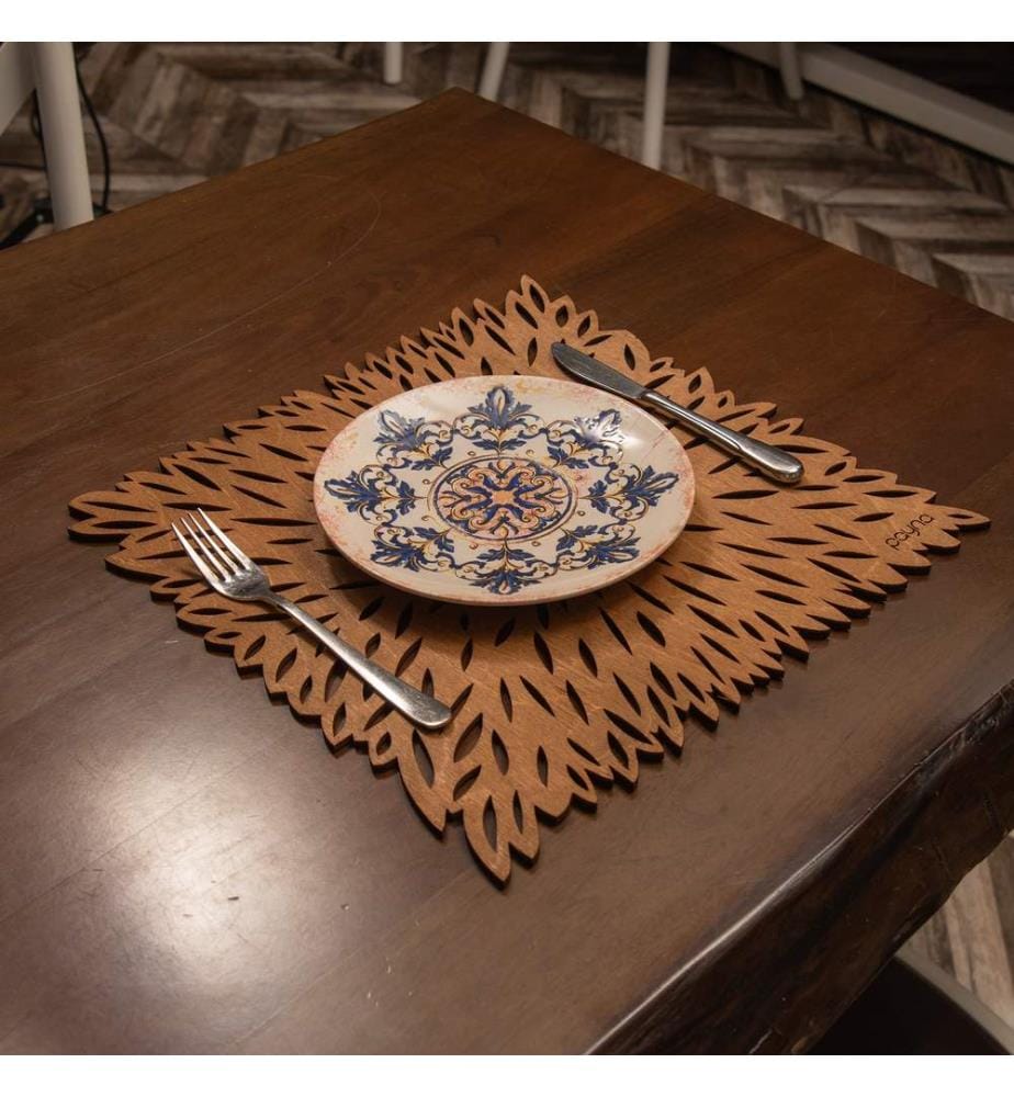 Table Mat Set, 6 Pieces, Walnut, 100% Wooden, Handmade