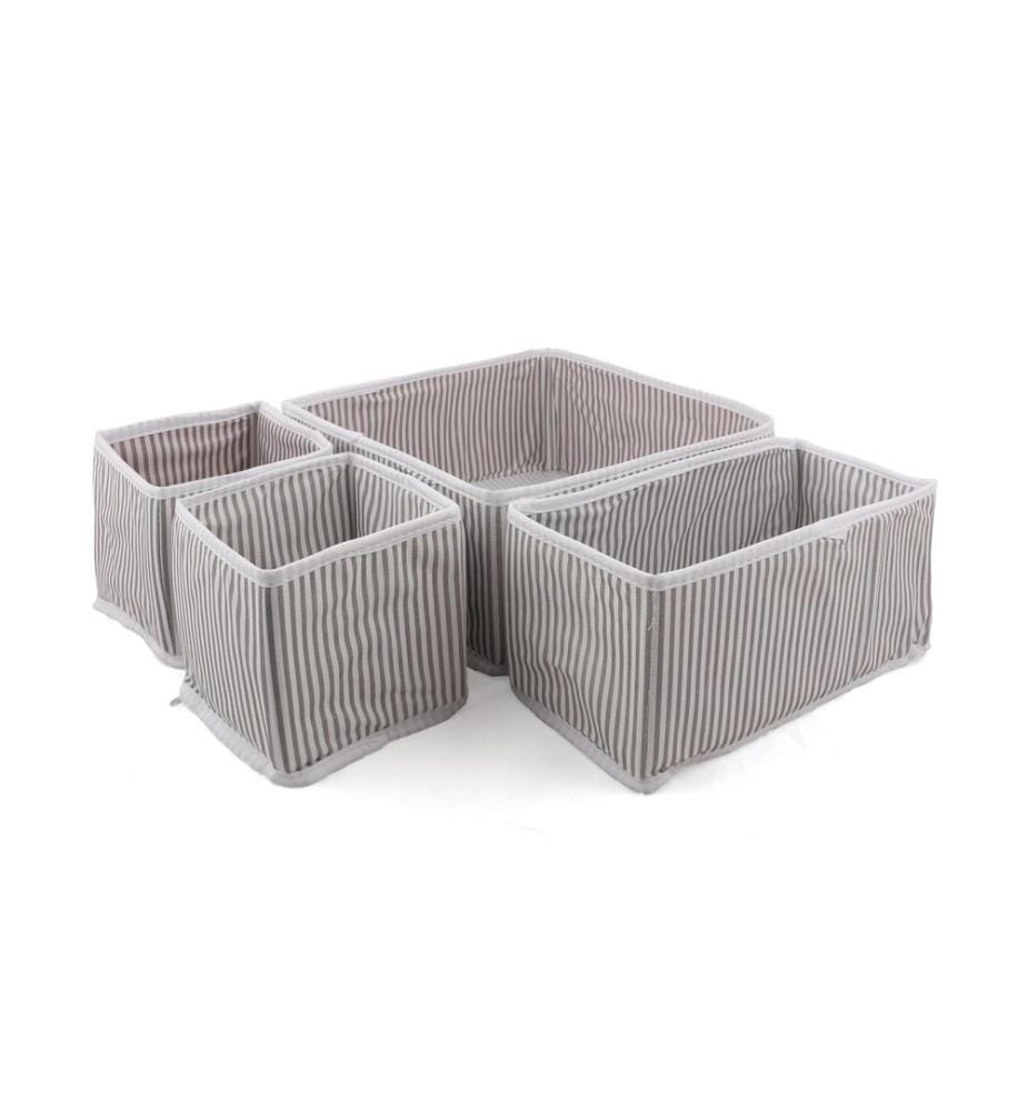 Organizer Set, 4 Pieces, Grey, White, 100% Pomlyester