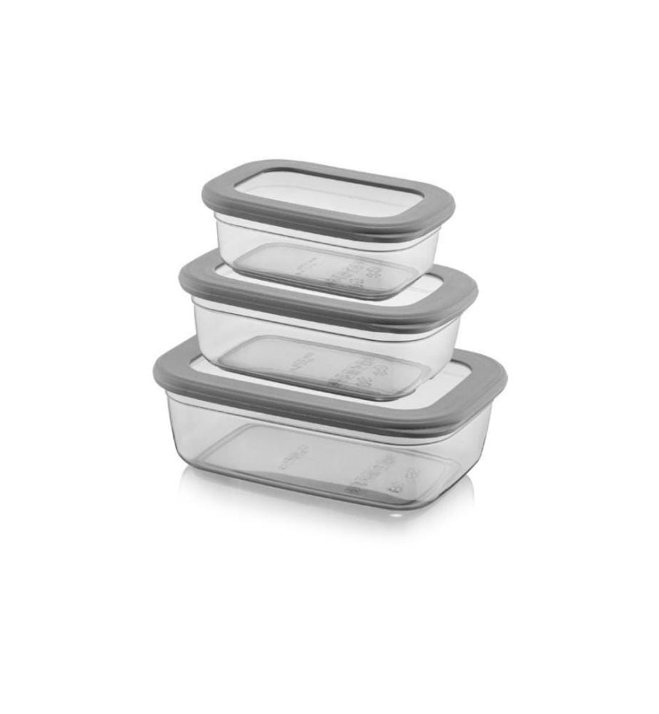 Storage Box Set, 3 Pieces, Anthracite, Plastic