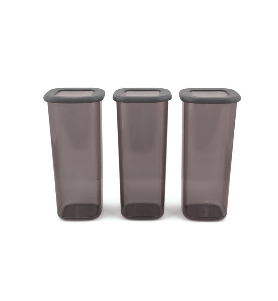 Storage Box Set, 3 Pieces, Anthracite, Plastic, Bpa Free