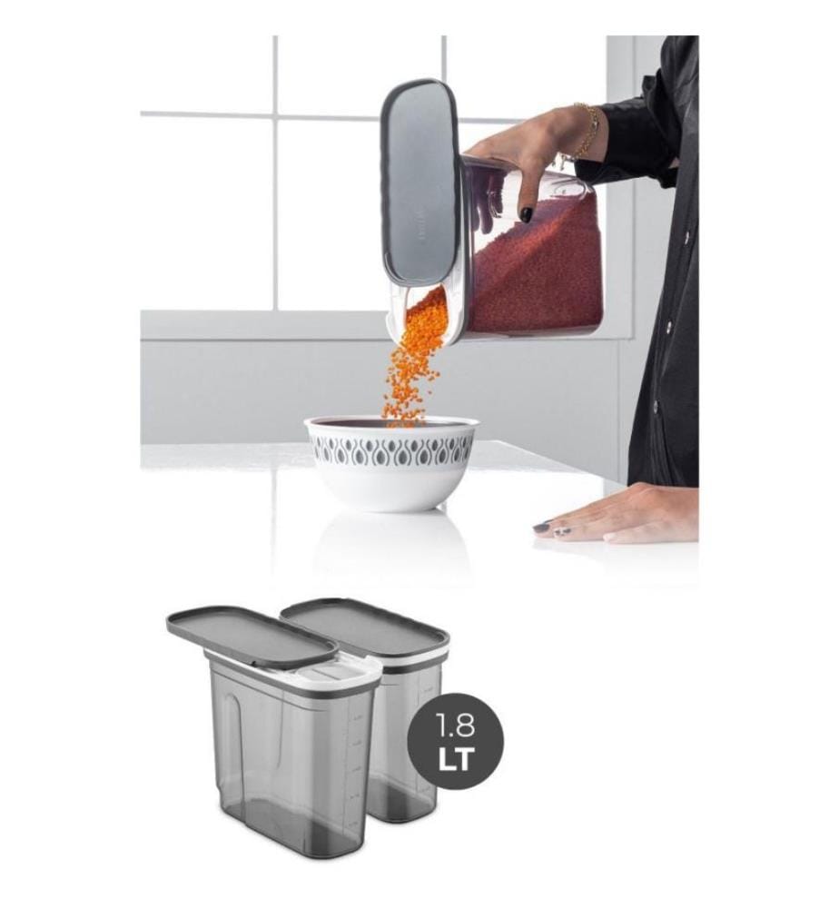 Storage Box Set, 2 Pieces, Anthracite, Plastic, Bpa Free