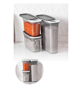 Aufbewahrungsboxen-Set, 3 Stück, anthrazit, Kunststoff, bpa-frei
