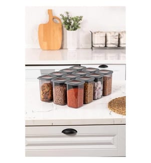 Aufbewahrungsboxen-Set, 12-teilig, anthrazit, Kunststoff, bpa-frei