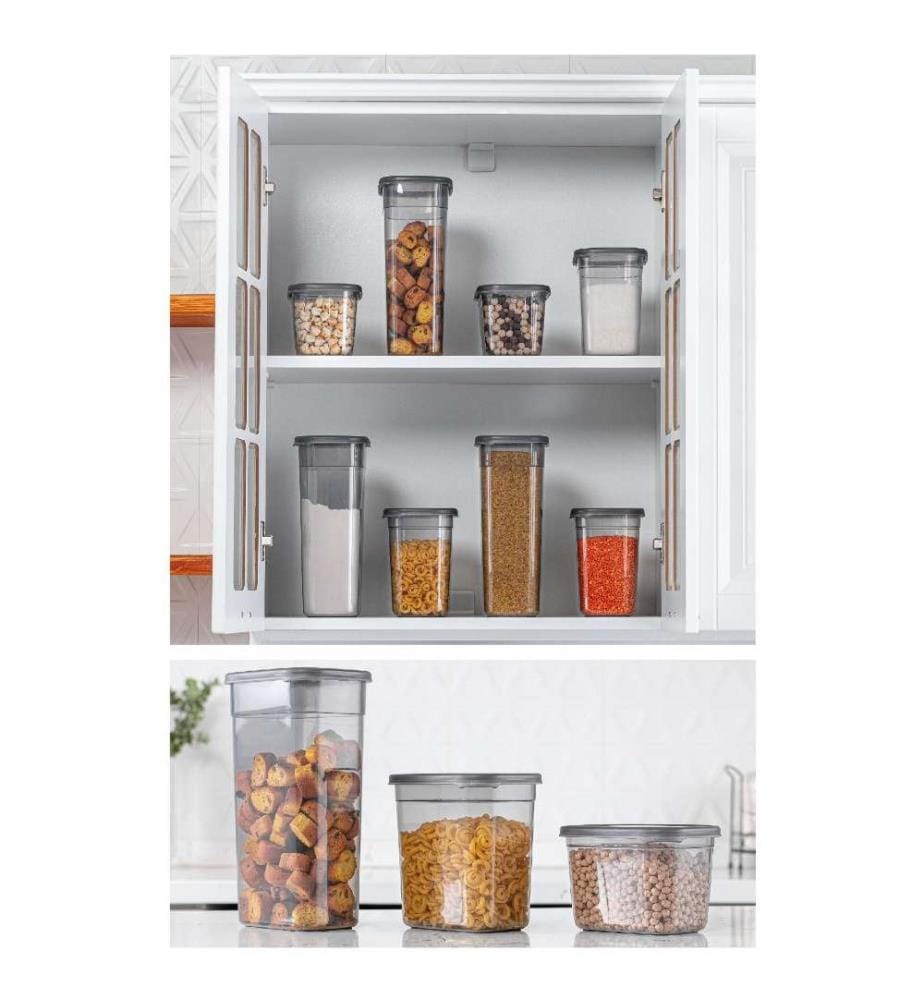 Storage Box Set, 12 Pieces, Anthracite, Plastic, Bpa Free