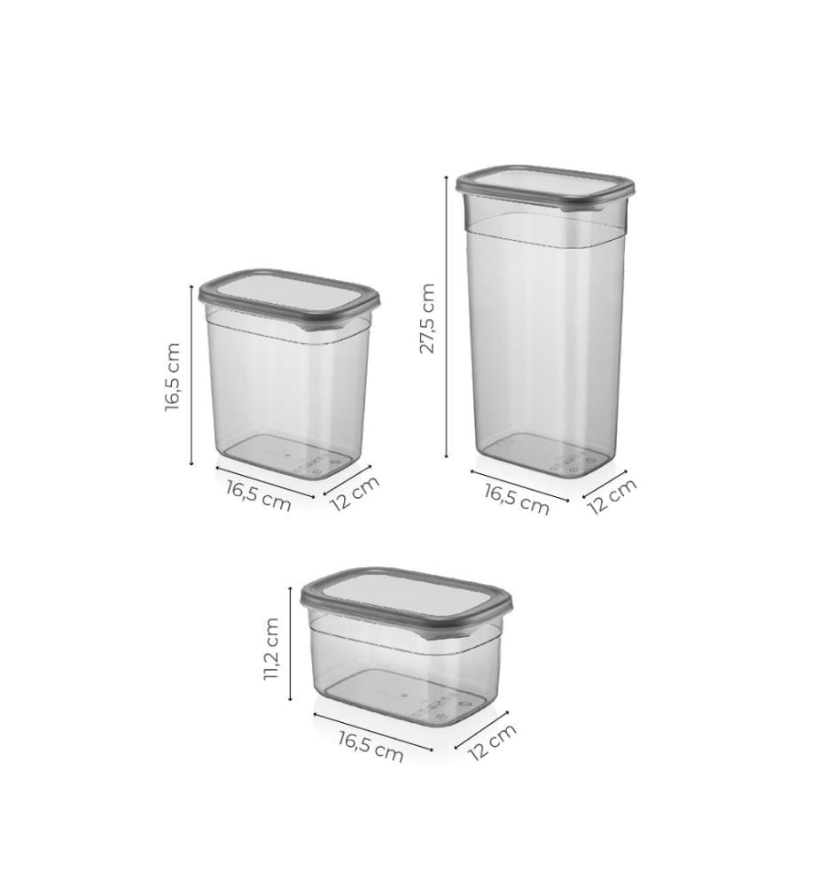 Storage Box Set, 12 Pieces, Anthracite, Plastic, Bpa Free