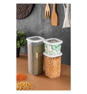 Boîte de rangement, 3 pièces, blanc, plastique, sans Bpa