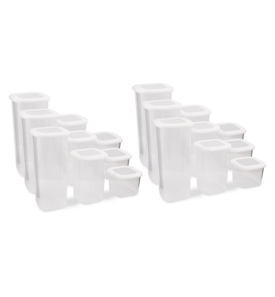 Storage Box Set, 18 Pieces, White, Plastic, Bpa Free