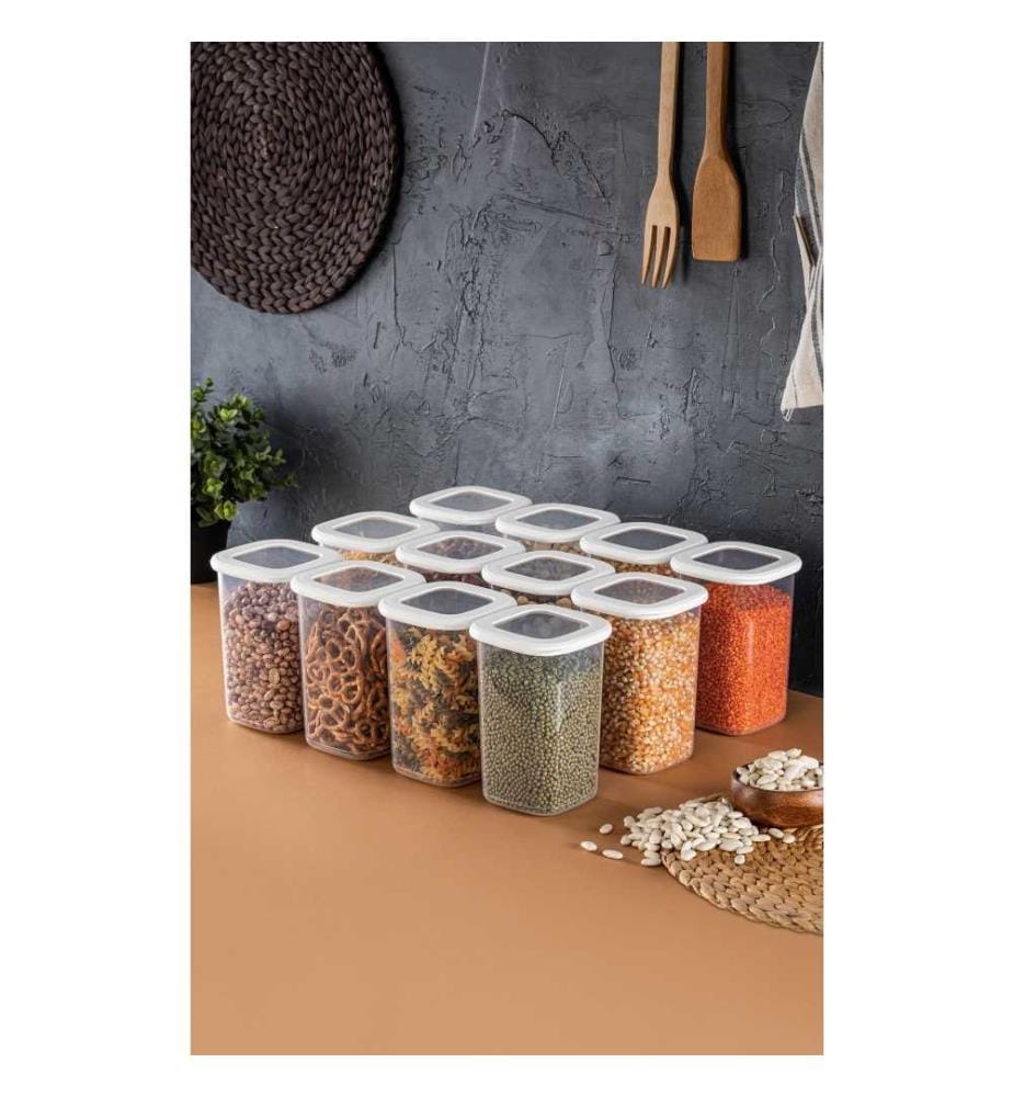 Storage Box Set, 12 Pieces, White, Plastic, Bpa Free