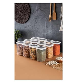 Aufbewahrungsbox-Set, 12 Stück, weiss, Kunststoff, bpa-frei