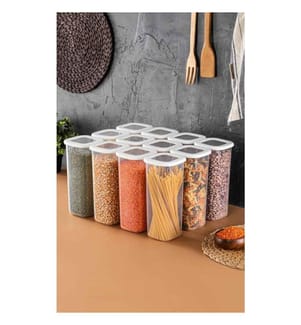 Aufbewahrungsbox-Set, 12 Stück, weiss, Kunststoff, bpa-frei